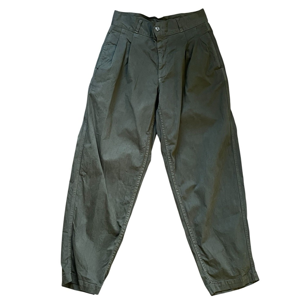 Edwin Isla Pleated Trousers Pants High Rise USA Made Juniper Green 27x29